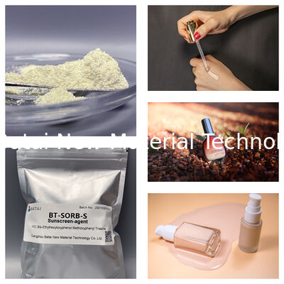 BT-SORB-S ماده ضد آفتاب با طیف گسترده BT-SORB-S ترکیبات BEMT ارزش UVA PF را با دوز پایین بهبود می بخشد.