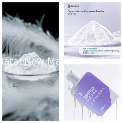وینیل دیمیتیکون/متیکون سیلسکوکسان Crosspolymer BT-9102 Organosilicone Composite Powder پودر سفید جامد 8.0 ~ 12.0μm برای لوازم آرایشی