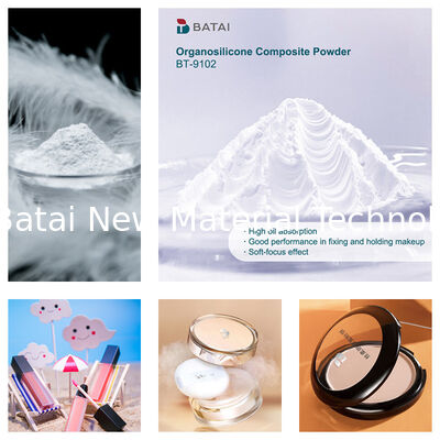 وینیل دیمیتیکون/متیکون سیلسکوکسان Crosspolymer BT-9102 Organosilicone Composite Powder پودر سفید جامد 8.0 ~ 12.0μm برای لوازم آرایشی